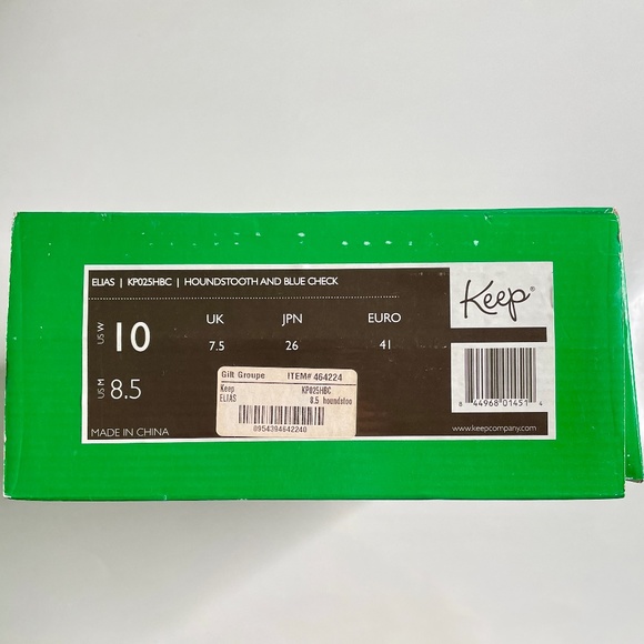 Keep Grey Houndstooth & Blue Check Canvas High-top Vegan Unisex Sneakers M 8.5 - Picture 16 of 16